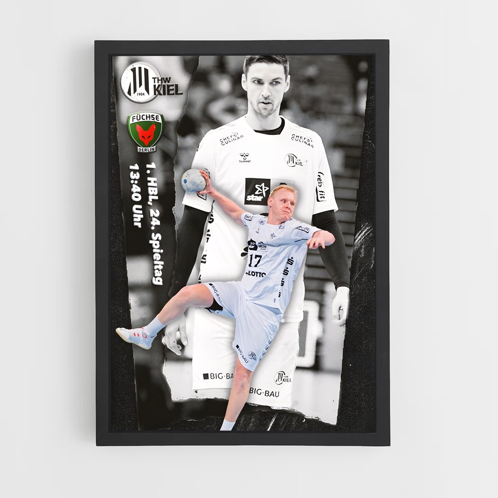 Poster Kicker Bleu – affiche Handball (vue 2)